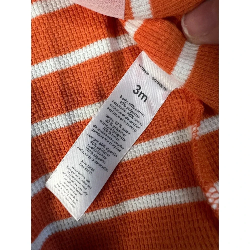 Carter's Halloween Pumpkin Striped Thermal Footed Sleeper Pajamas Baby 3M NWT